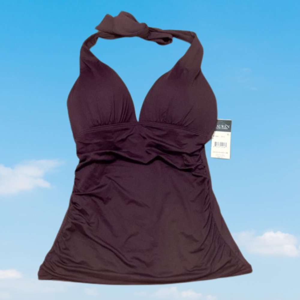 POLO RALPH LAUREN Beach Club Solids Halter w Molded Cups Tankini Top Size 4
